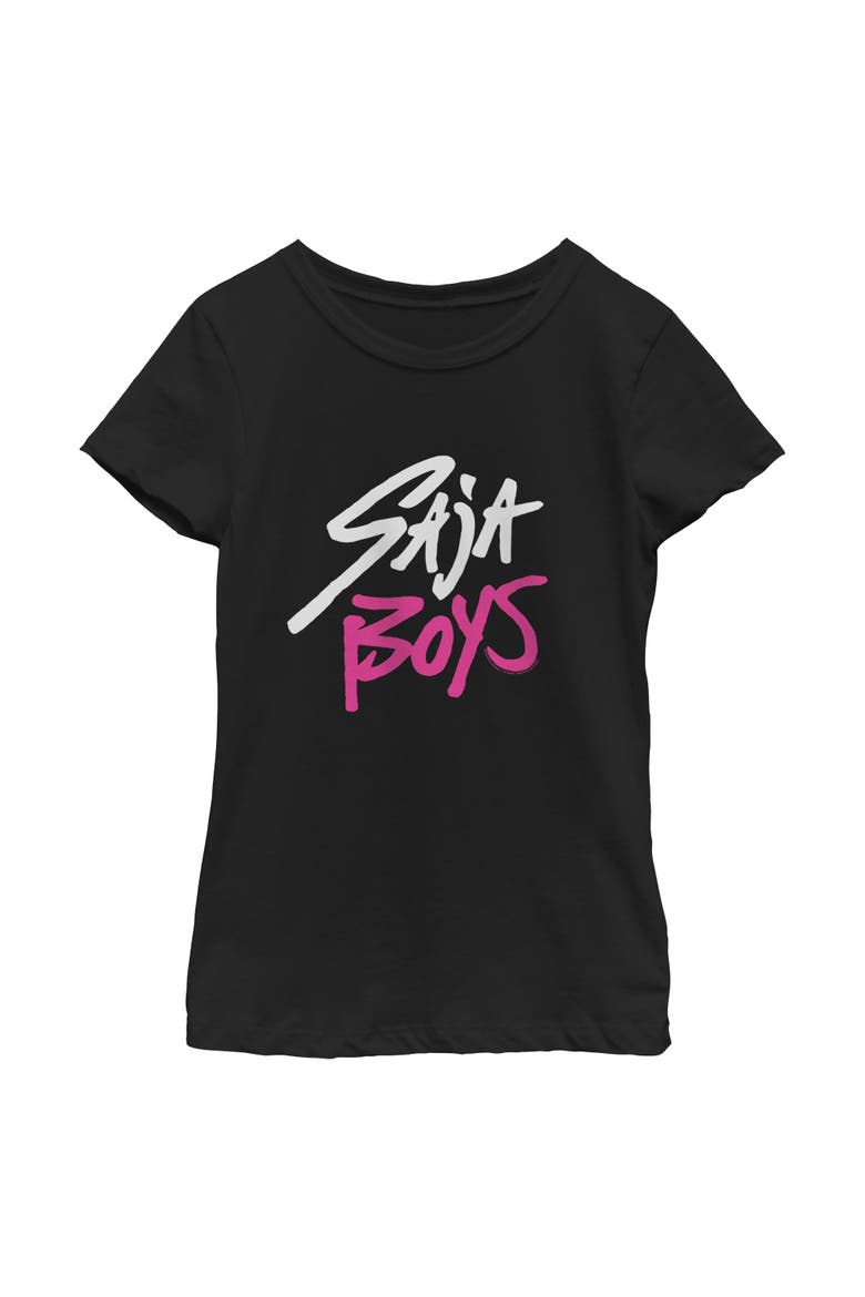 Girl's KPop Demon Hunters Saja Boys Logo  Graphic T-Shirt, Main, color, Black