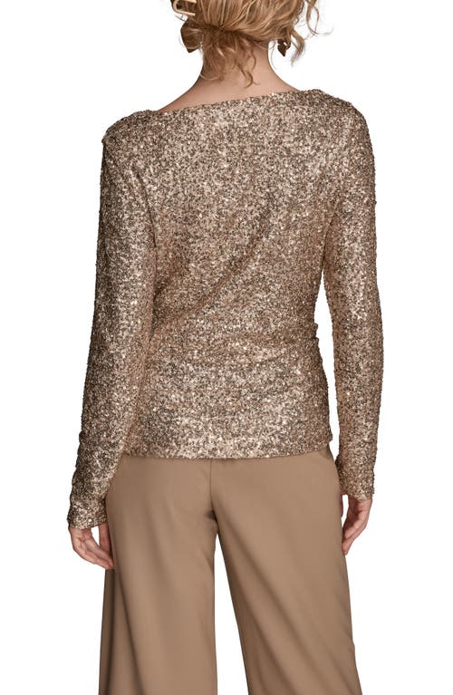 Donna Karan New York Sequin Pleated Shoulder Top In Metallic