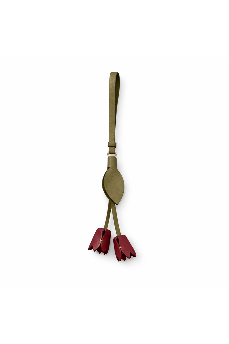 Twin Leather Bag Charm, Main, color, Burgundy