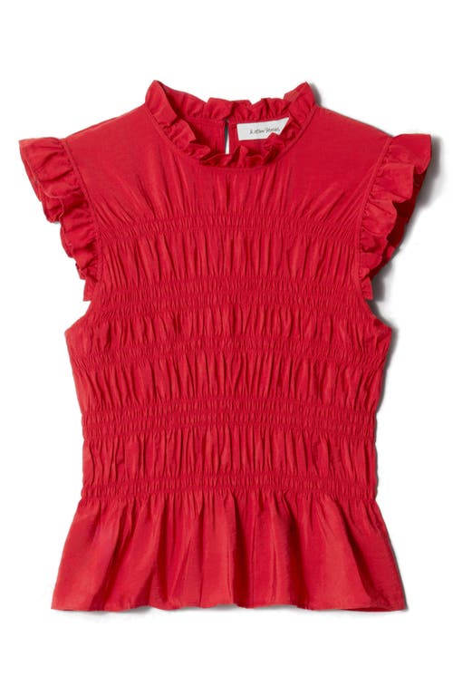 & Other Stories Smocked Ruffle Trim Top In Red