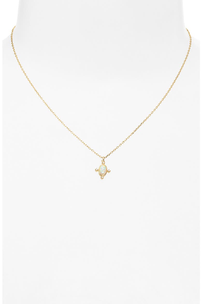 Imitation Opal & Cubic Zirconia Pendant Necklace, Alternate, color, GOLD