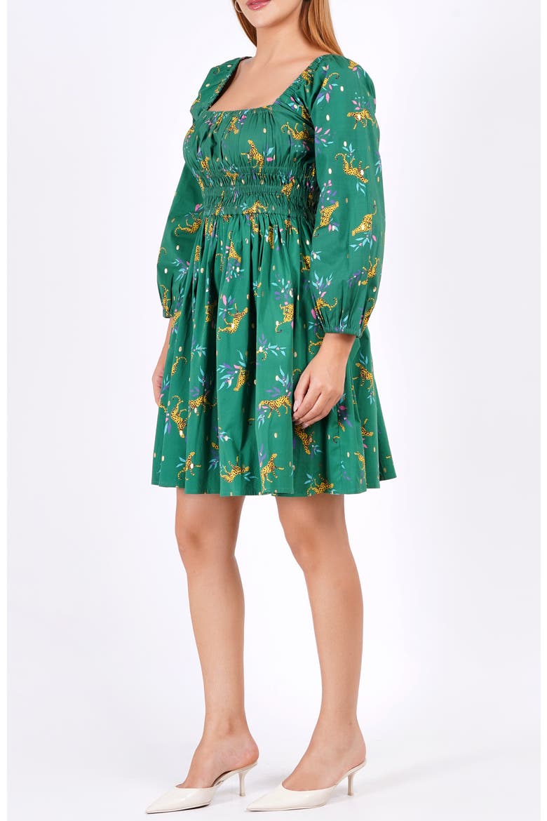 Genevieve Square Neck Mini Dress, Alternate, color, Lucky Cheetah Verdant Green