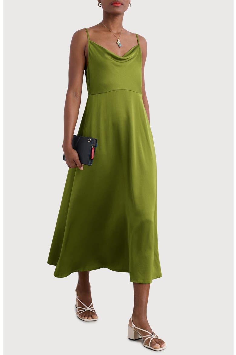 Housel Bay Satin Midi Slipdress, Main, color, DARK CITRON