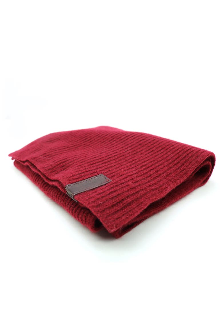 Cashmere scarf with leather tab, Alternate, color, RUM