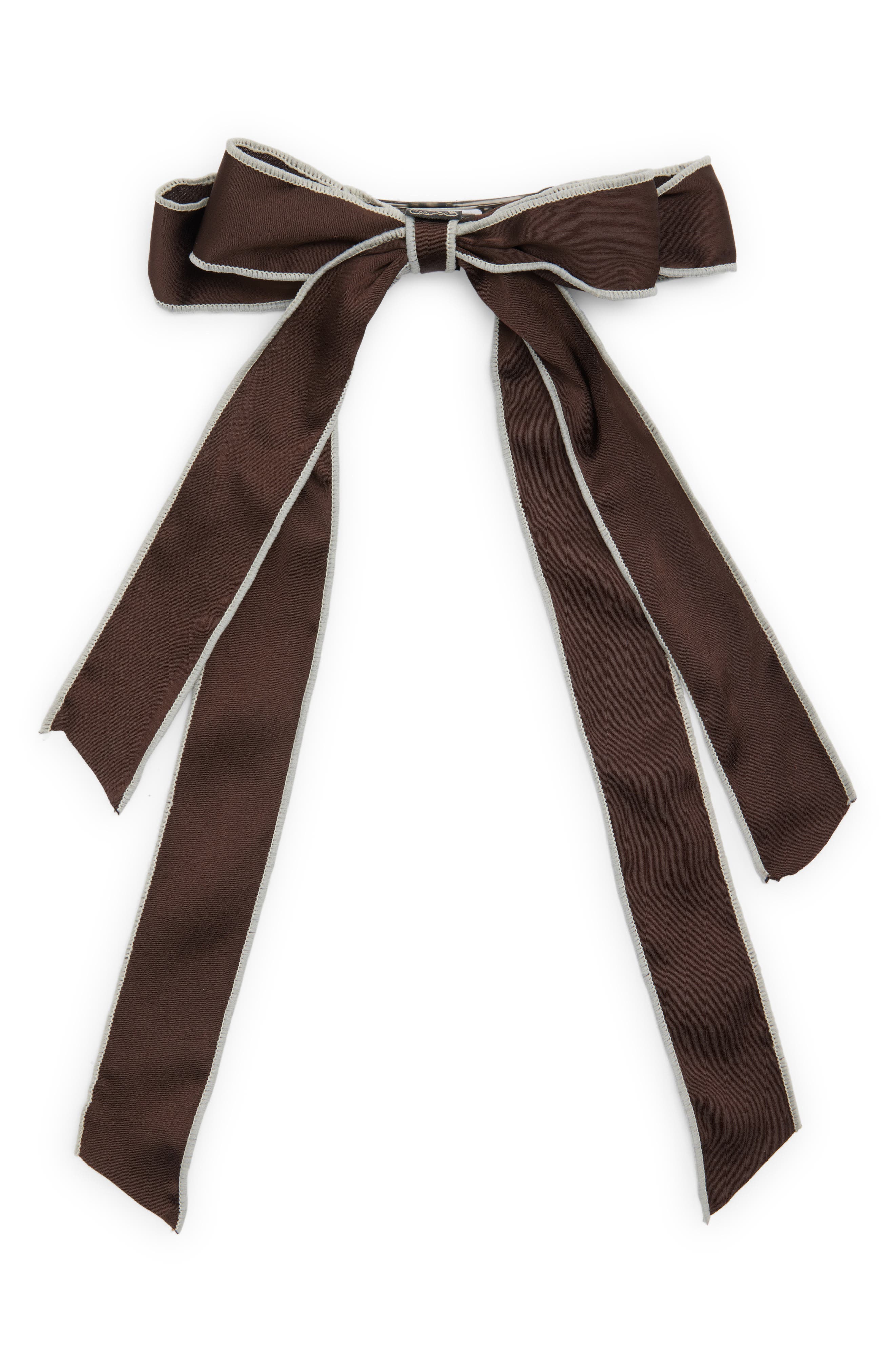Tasha Bow Barrette in Brown/Cream 