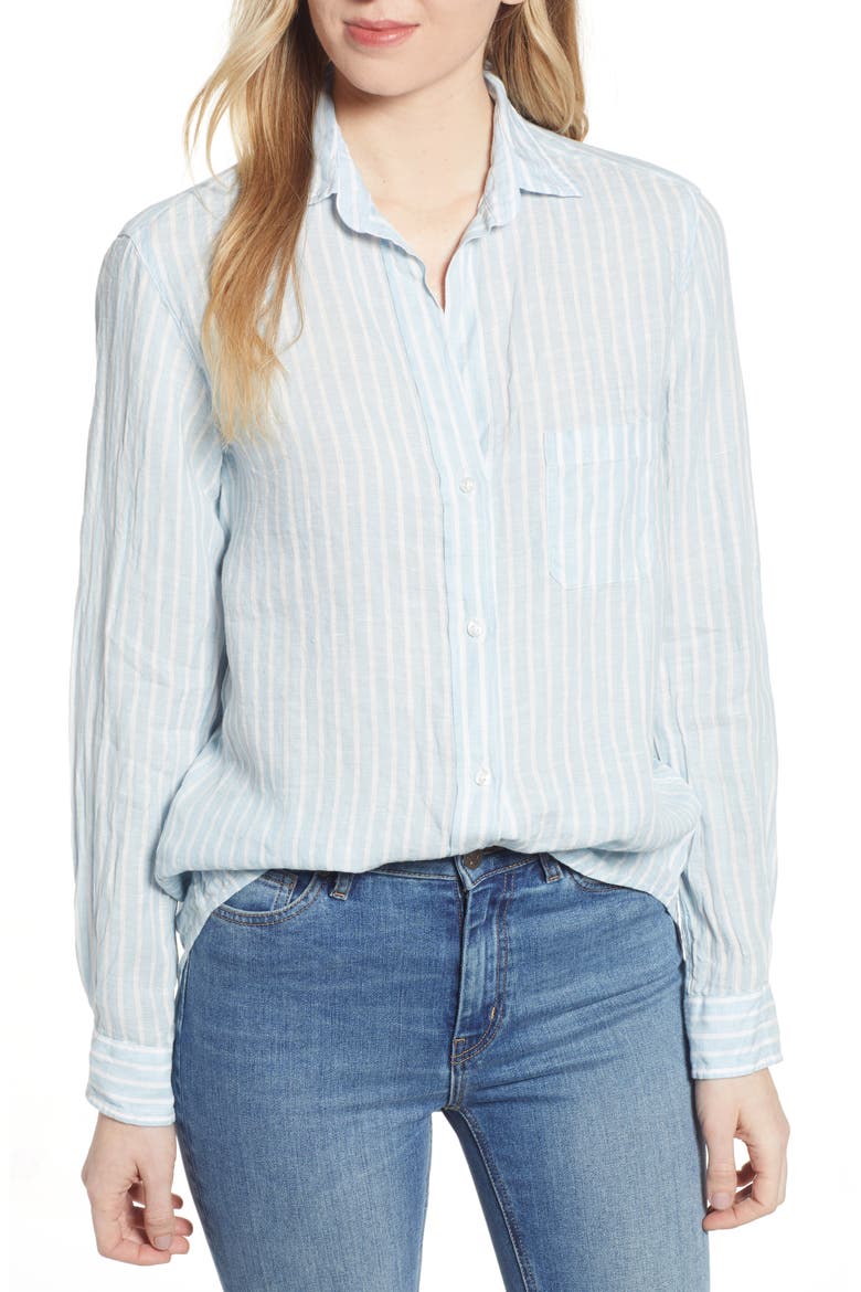 The Hero Linen Shirt, Main, color, BENAZIR BLUE AND WHITE STRIPE