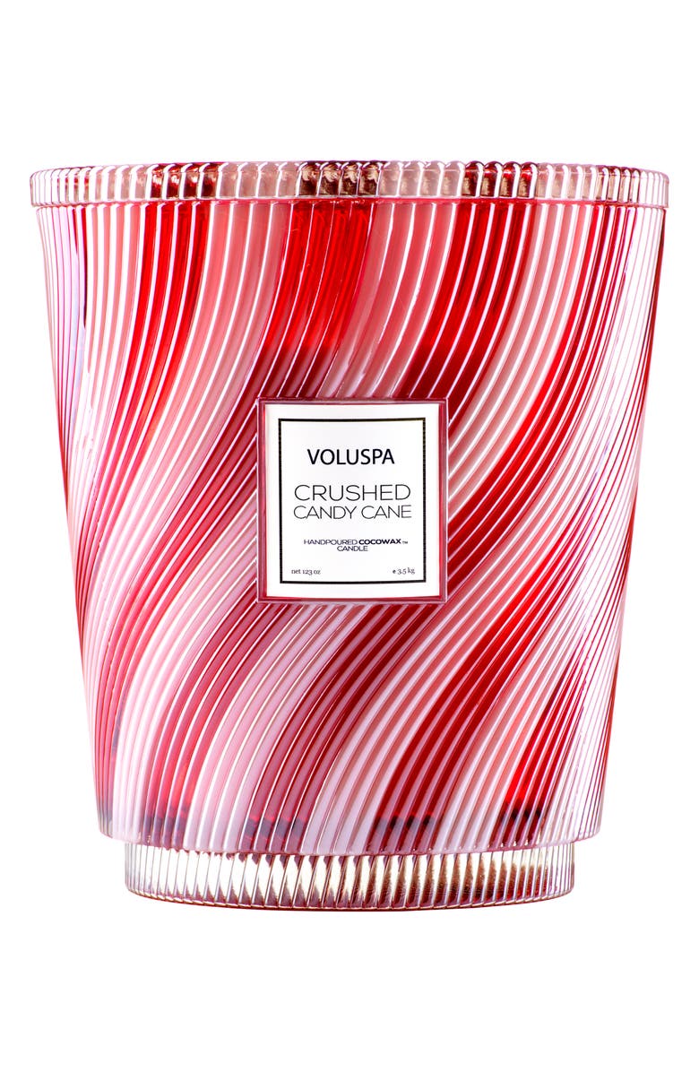 Voluspa Crushed Candy Cane 5-Wick Hearth Candle, Main, color, Red