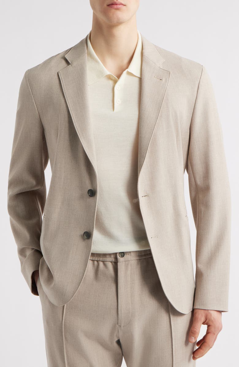 Emporio Armani Mélange Stretch Gabardine Sport Coat, Alternate, color, Solid Medium Beige