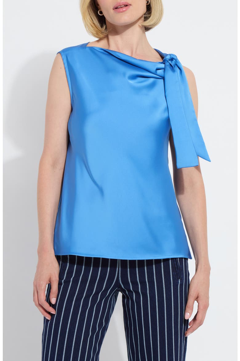 Zulena Tie Neck Top, Main, color, CHIC BLUE