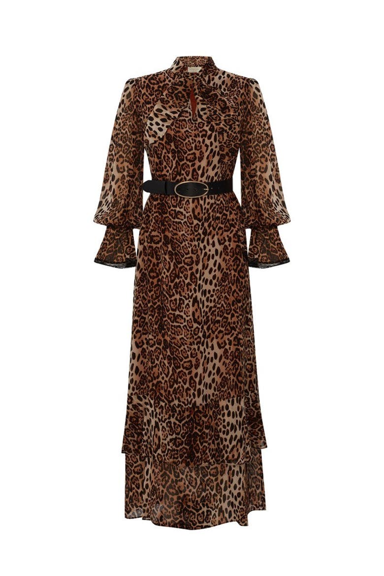 Leopard Print Pocketed Relaxed Midi Dress, Alternate, color, MULTICOLOR