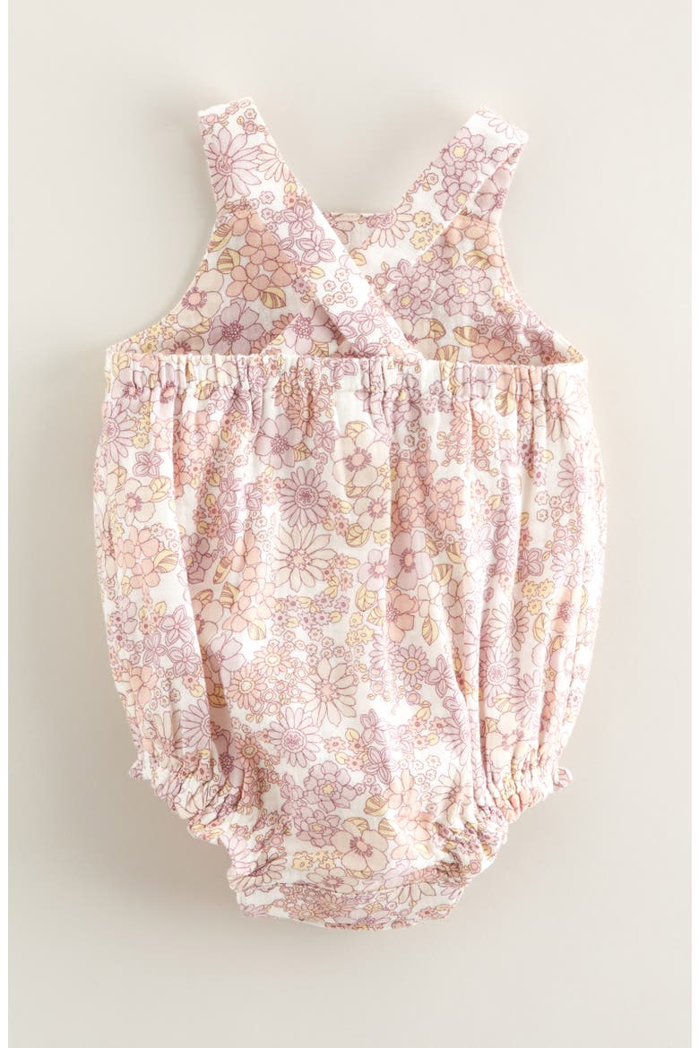 Printed Cotton Bubble Romper, Alternate, color, IVORY EGRET FLAT FLOWERS
