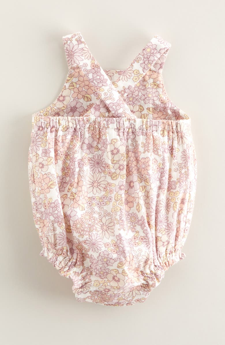 Nordstrom Printed Cotton Bubble Romper, Alternate, color, Ivory Egret Flat Flowers