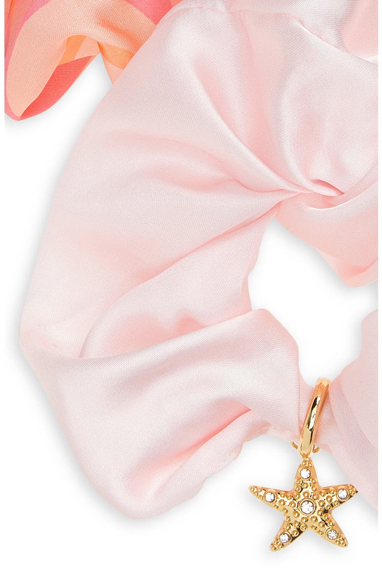 Assorted 2-Pack Spritz Satin Scrunchie Set with Crystal Embellished Starfish Charm, Alternate, color, PINK