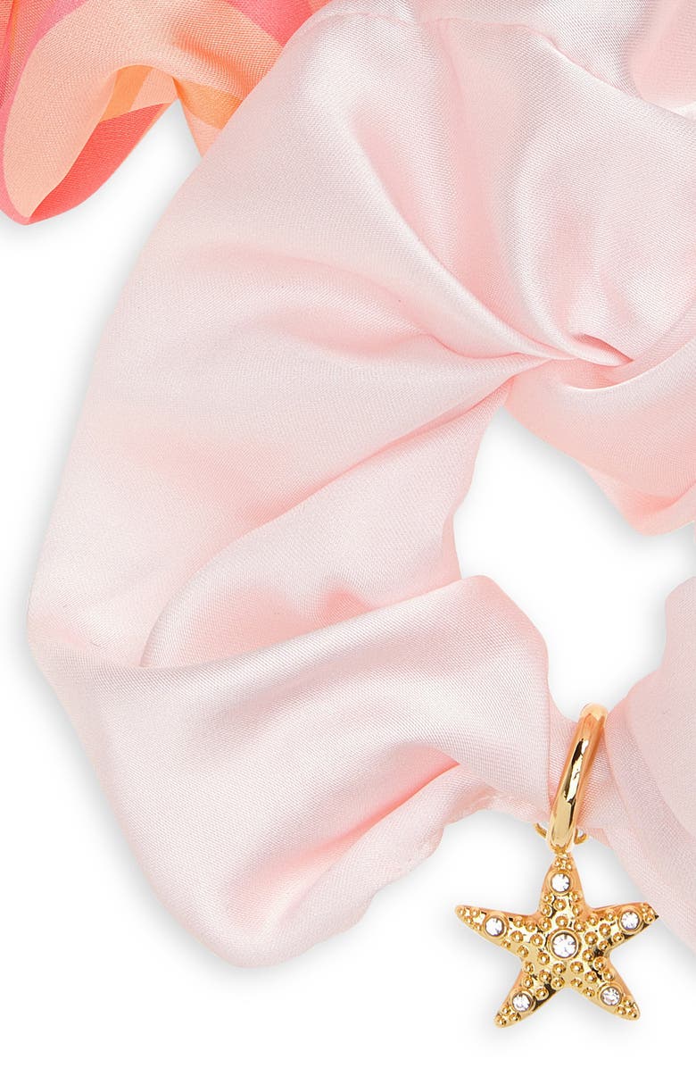 FRASIER STERLING Assorted 2-Pack Spritz Satin Scrunchie Set with Crystal Embellished Starfish Charm, Alternate, color, Pink