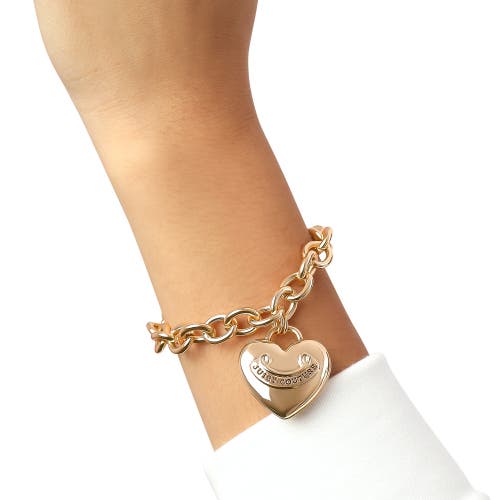 Juicy Couture Gold-tone Chain Bracelet With Heart Charm In Gold