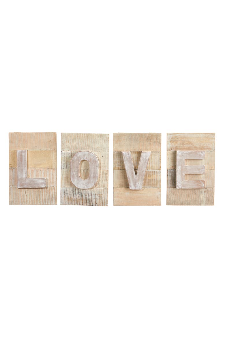 40-in Rustic Farmhouse LOVE Wall Art Decor, Main, color, Brown
