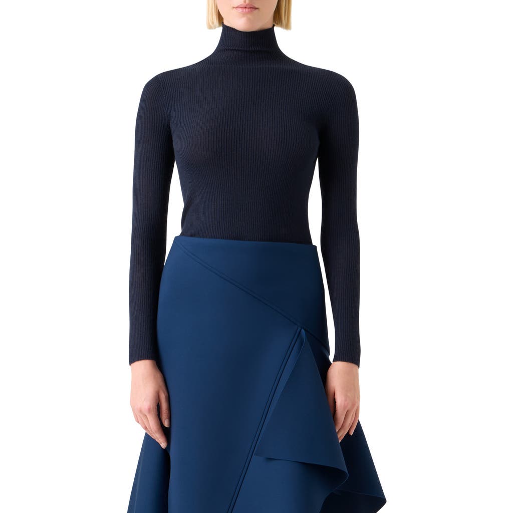 Akris Cashmere & Silk Rib Funnel Neck Sweater