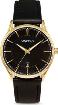 Vincero Kairos Leather Strap Watch, 38mm