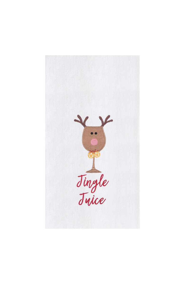 C&F Home Jingle Juice Embroidered Cotton Flour Sack Kitchen Towel, Main, color, White
