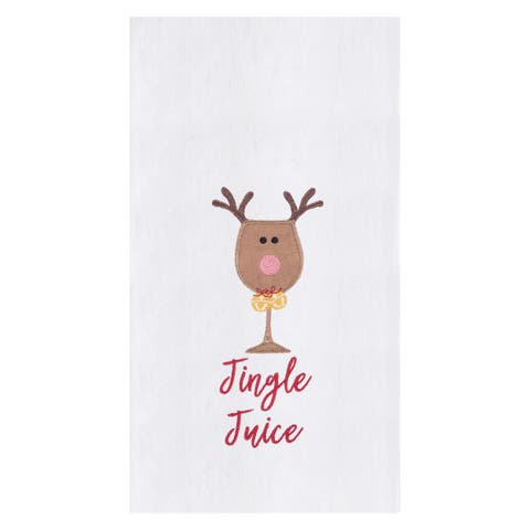 Jingle Juice Embroidered Cotton Flour Sack Kitchen Towel