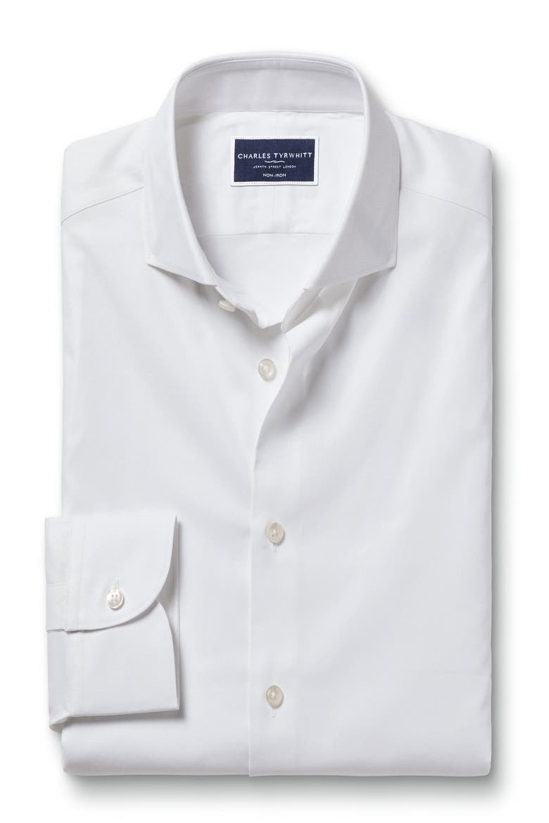 Non-Iron Stretch Twill Slim Fit Shirt Single Cuff, Alternate, color, White