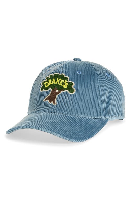 Drake's Embroidered Logo Tree Corduroy Adjustable Baseball Cap in 200 Cornflower Blue  product