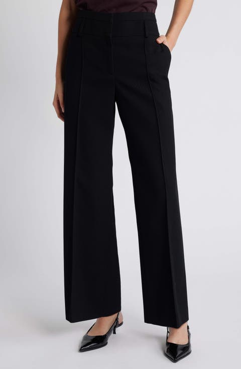 High Waist Wide Leg Twill Pants