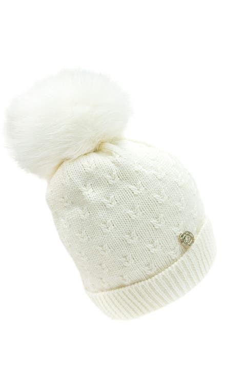 Parker Ivory Merino Wool Faux Fur Beanie Hat (Baby)