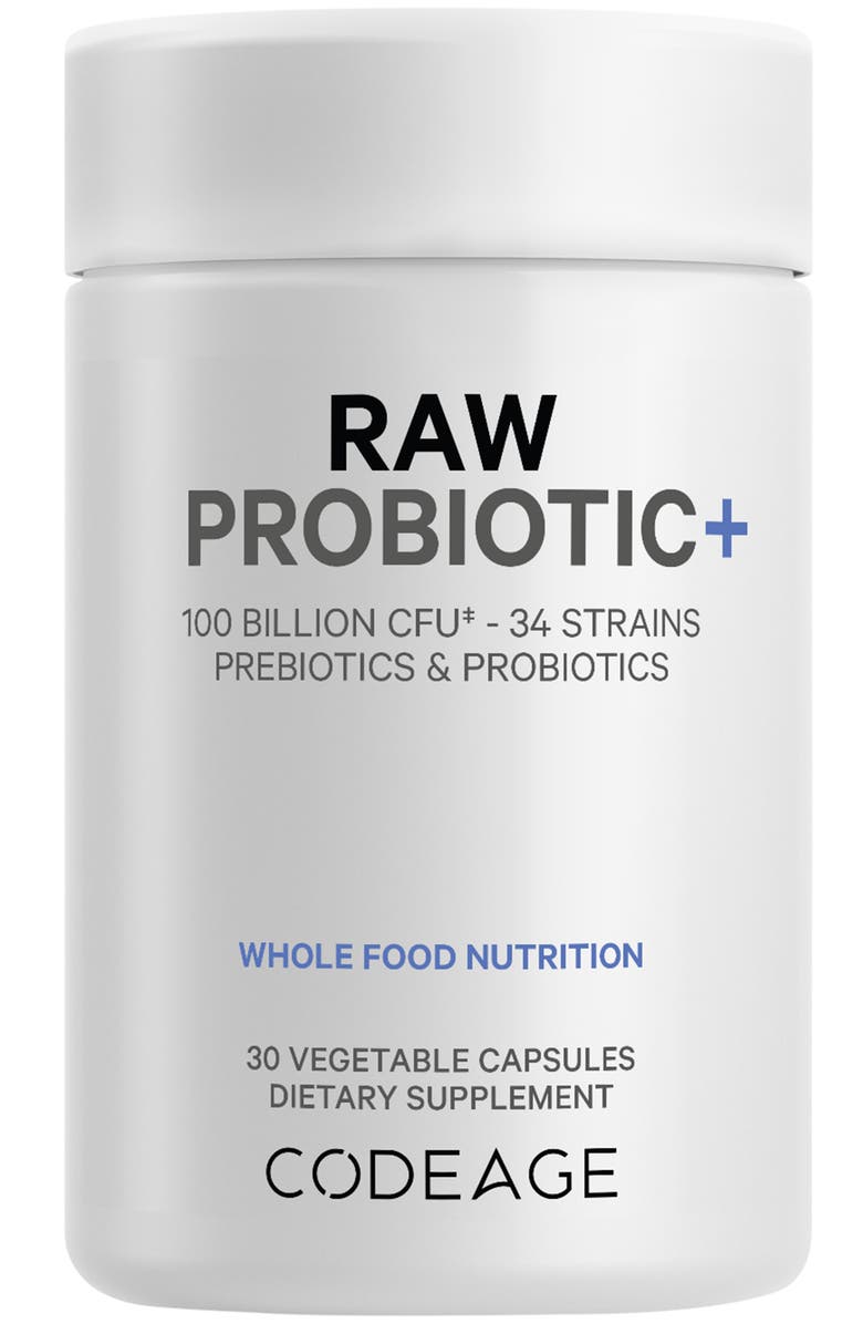 Codeage Raw Probiotic+ 100 Billion CFU Supplement, Main, color, White