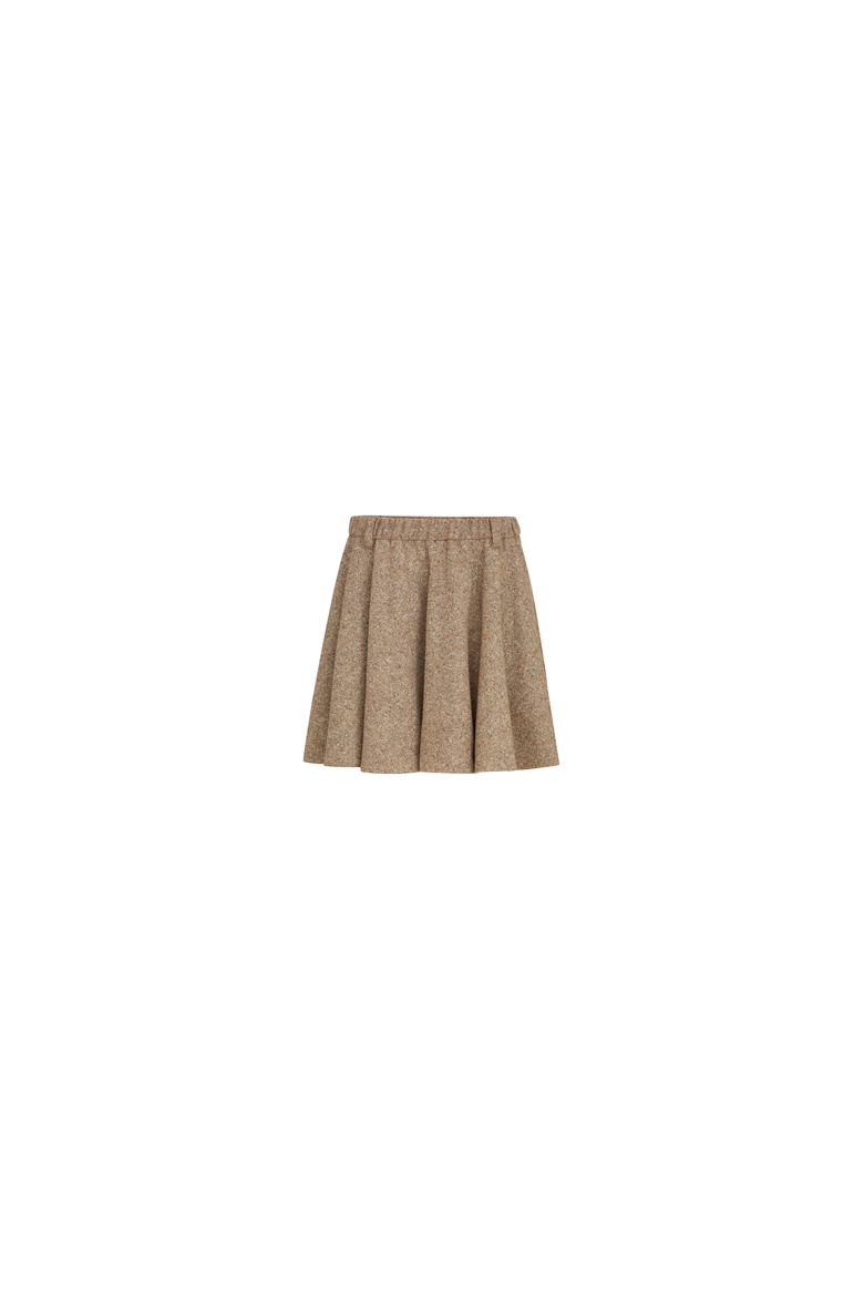 Virgin wool donegal mini circle skirt with monili, Alternate, color, Pine Cone Brown