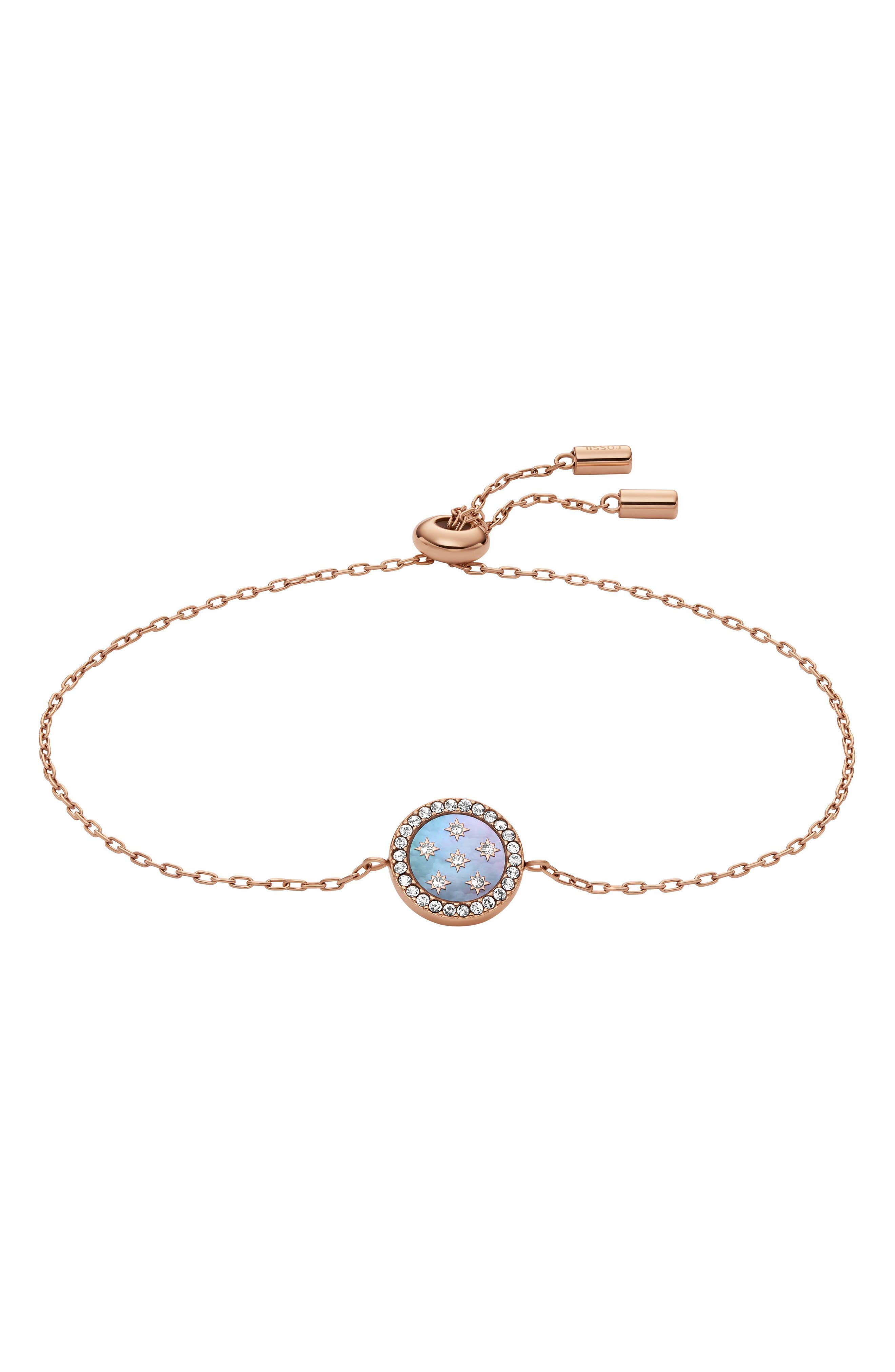 Fossil Merrit Mother-of-Pearl Station Adjustable Bracelet (Women ...