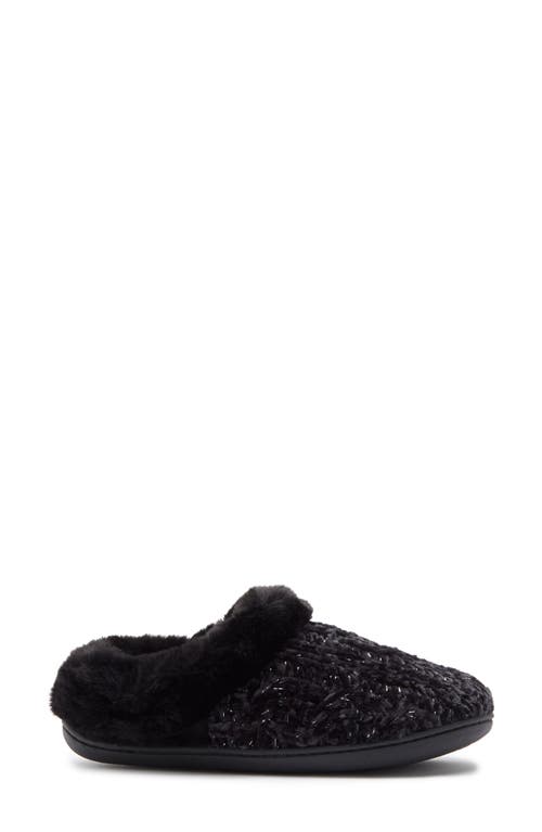 R.g. Barry Chenille Witj Faux Fur Collar Clog Slipper In Black