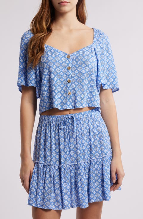 San Carlos Geo Print Button-Up Top