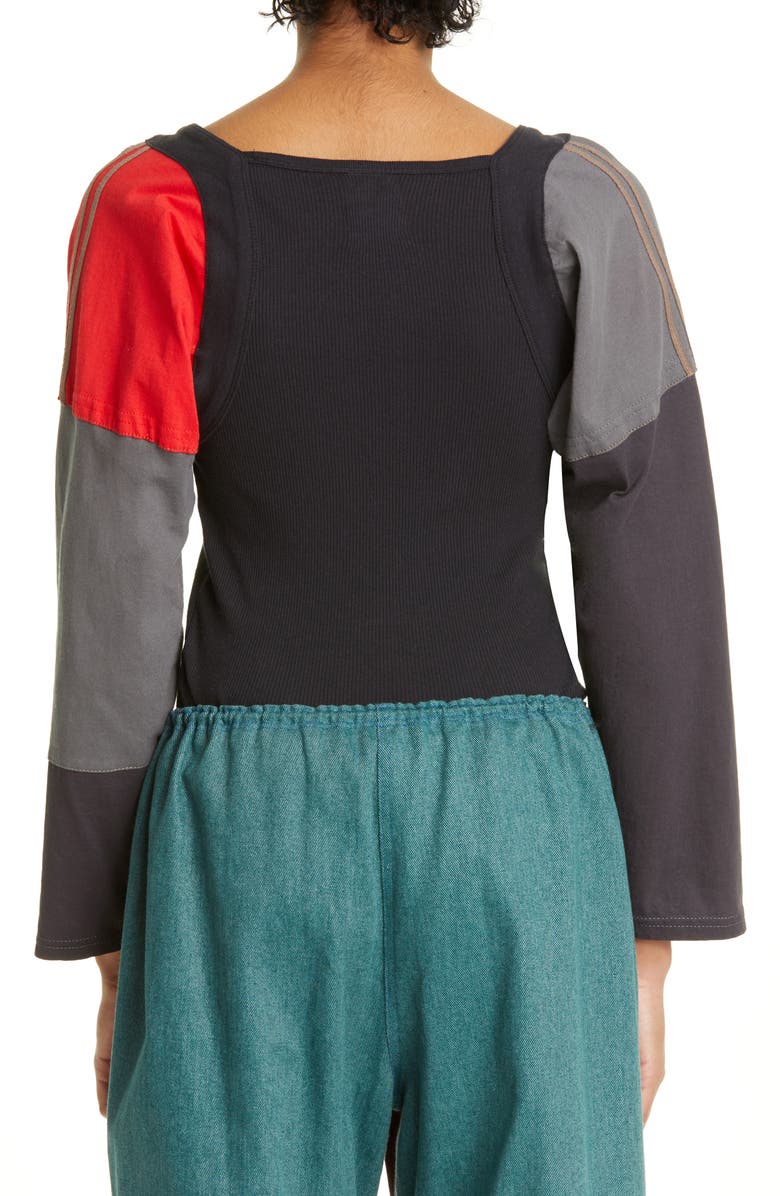 SC103 Medal Patchwork Panel Cotton Knit Shirt, Alternate, color,