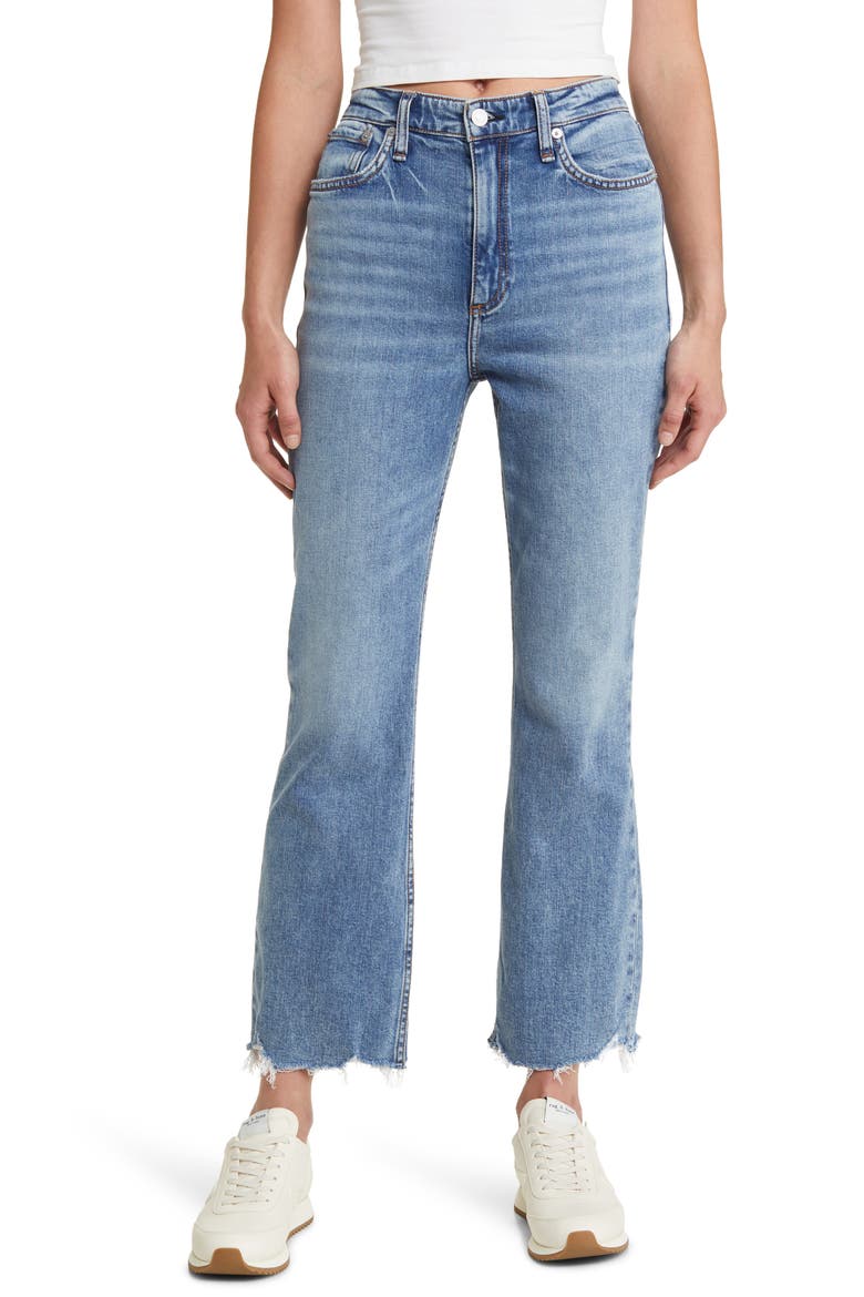 Casey Raw Hem High Waist Ankle Flare Jeans, Main, color, ELDORIS