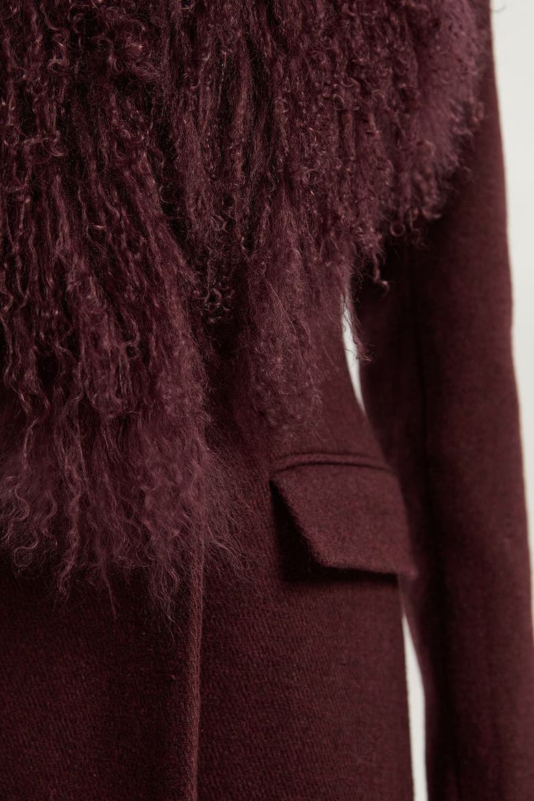 Wool Detachable Collar Midi Coat, Alternate, color, Burgundy