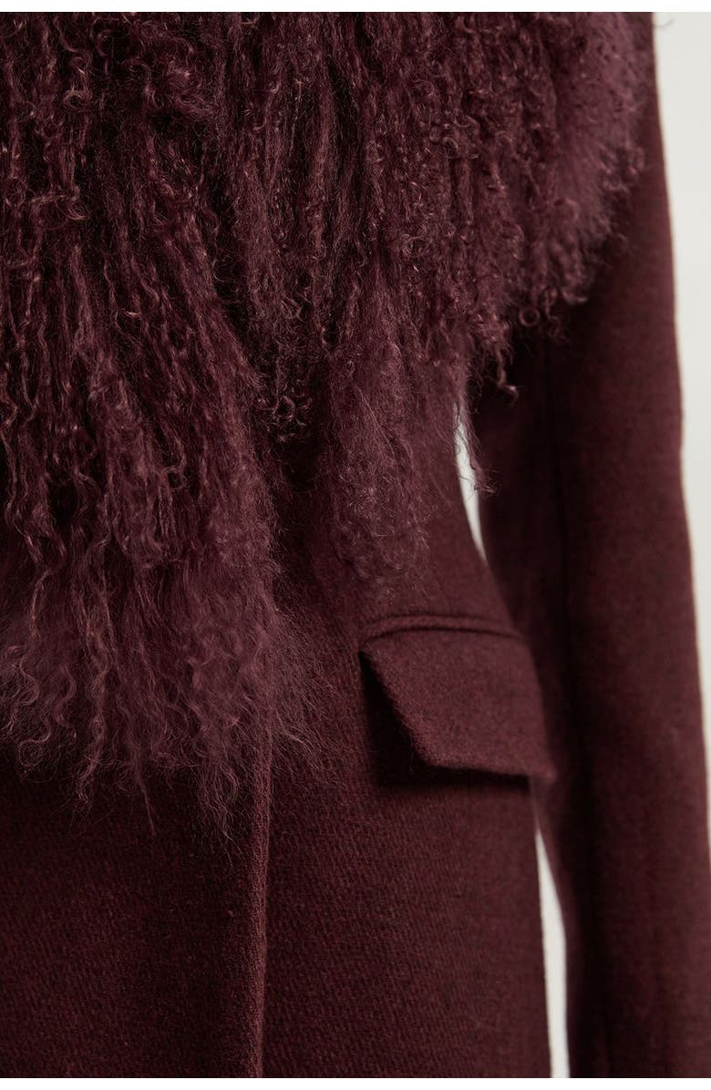 Karen Millen Wool Detachable Collar Midi Coat, Alternate, color, Burgundy