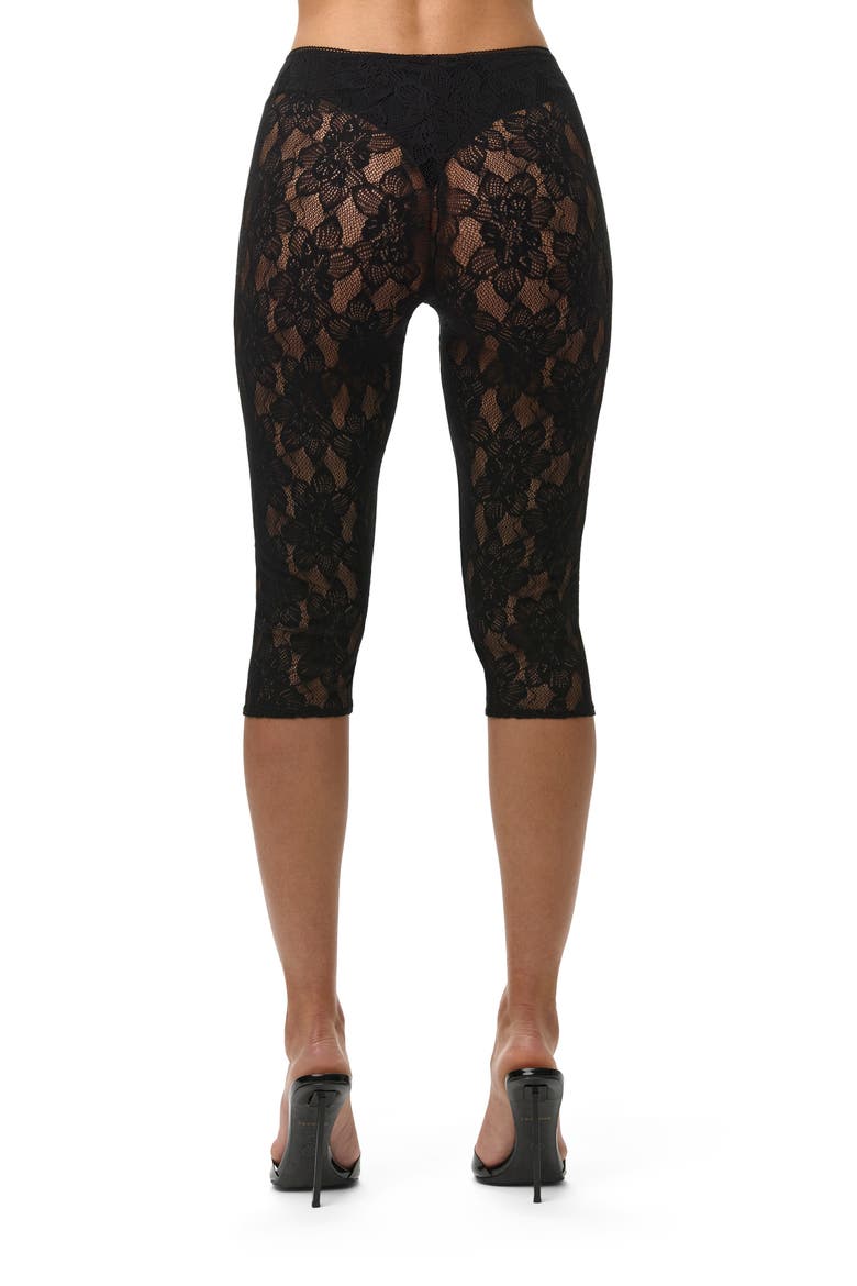 Lace Capri Leggings, Alternate, color, BLACK