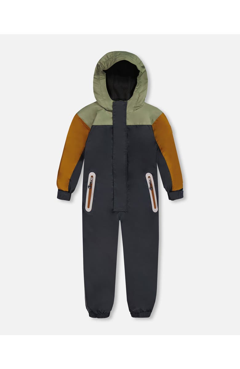 Deux par Deux Boy's Colorblock Mid-Season One-Piece Outerwear Dark Gray, Sage, And Tan, Main, color, 