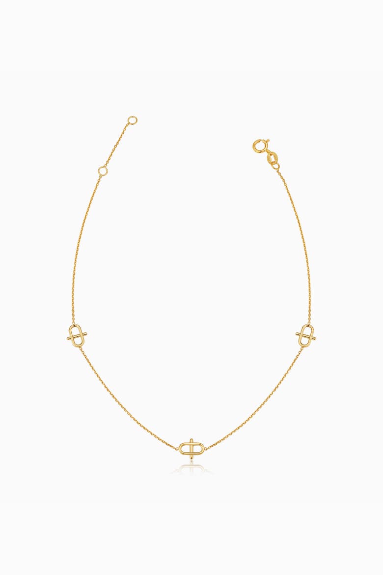 14K Gold Harmony Station Anklet, Main, color, Yellow Gold