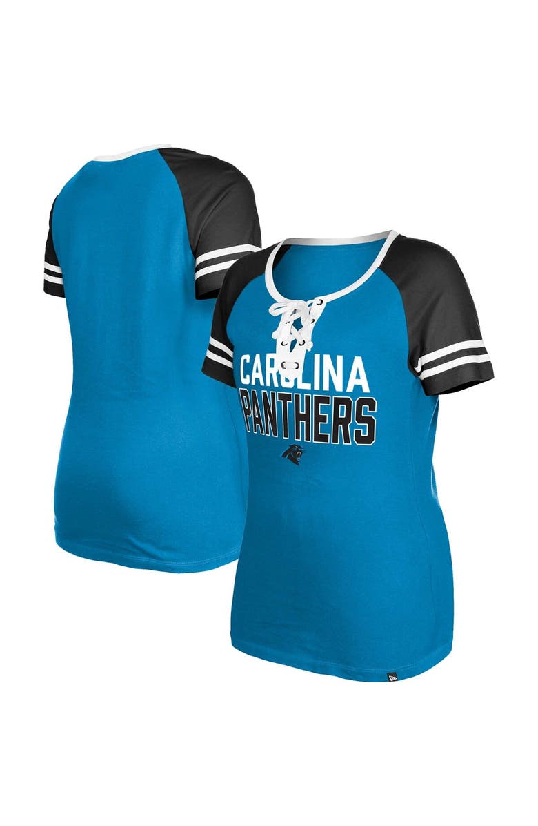 New Era Women's New Era Blue Carolina Panthers Raglan Lace-Up T-Shirt, Main, color, Blue