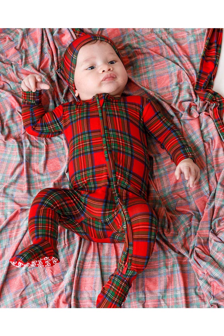 December Boy Zippered Footie, Main, color, Red