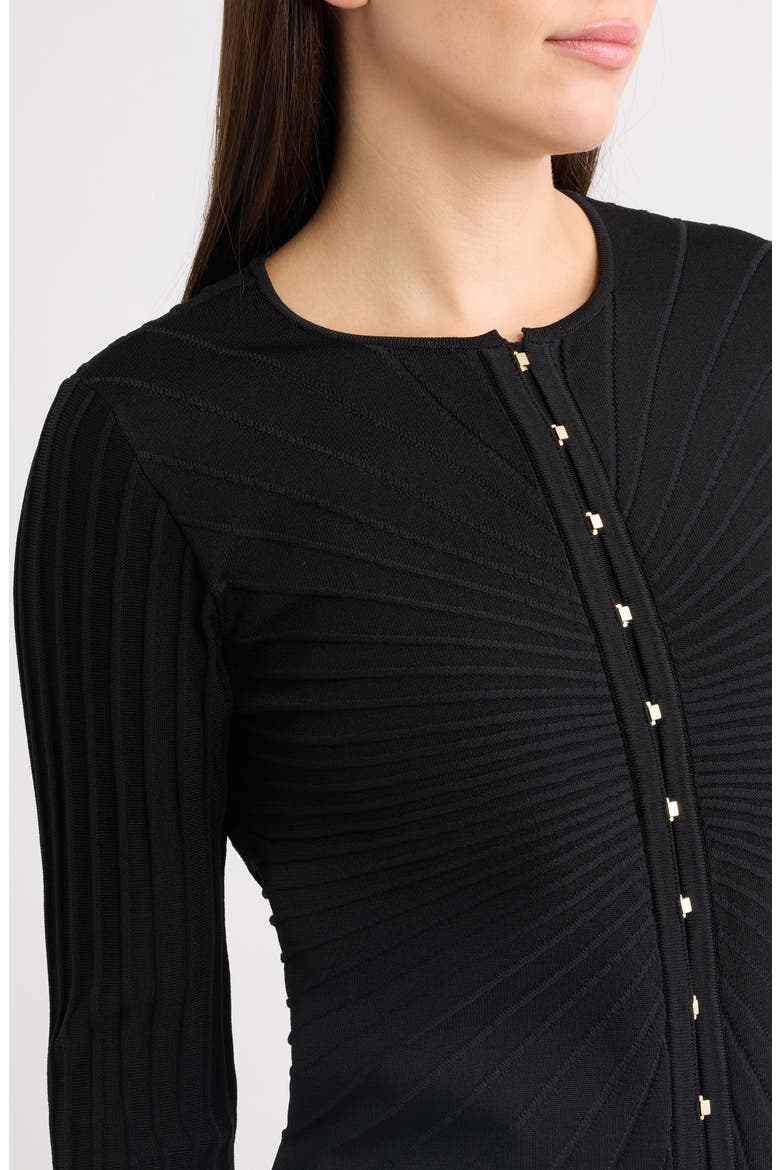 Sunburst Rib Cardigan, Alternate, color, ANNE BLACK