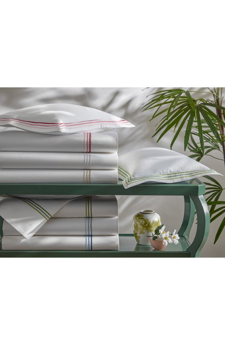 Matouk Set of 2 Amara Triple Pearl Embroidered Cotton Pillowcase, Alternate, color, Beach