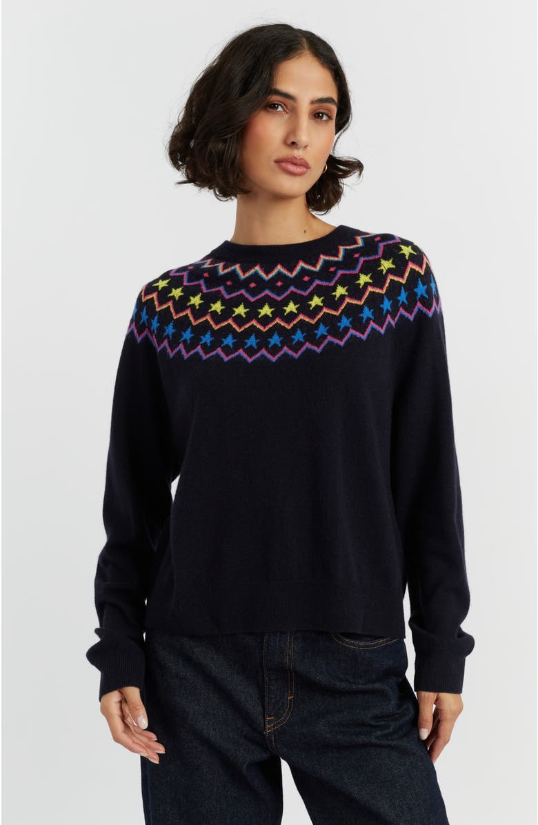 Chinti & Parker Wool Cashmere Star Yoke Sweater, Main, color, Navy