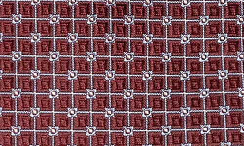 Eton Burgundy Geometric Pattern Silk Jacquard Tie In Burgundy