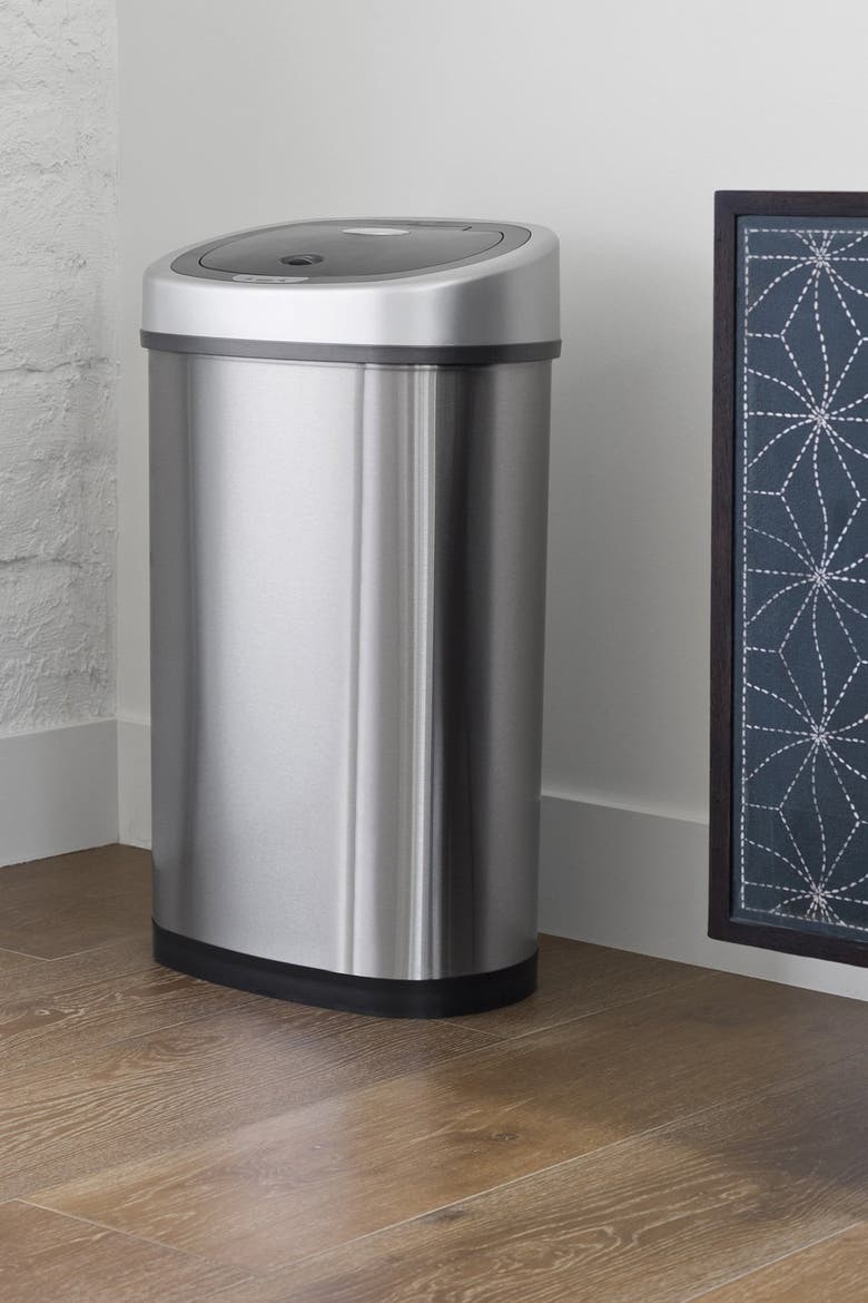 50L SENSOR TRASH CAN, Alternate, color, SILVER BLACK