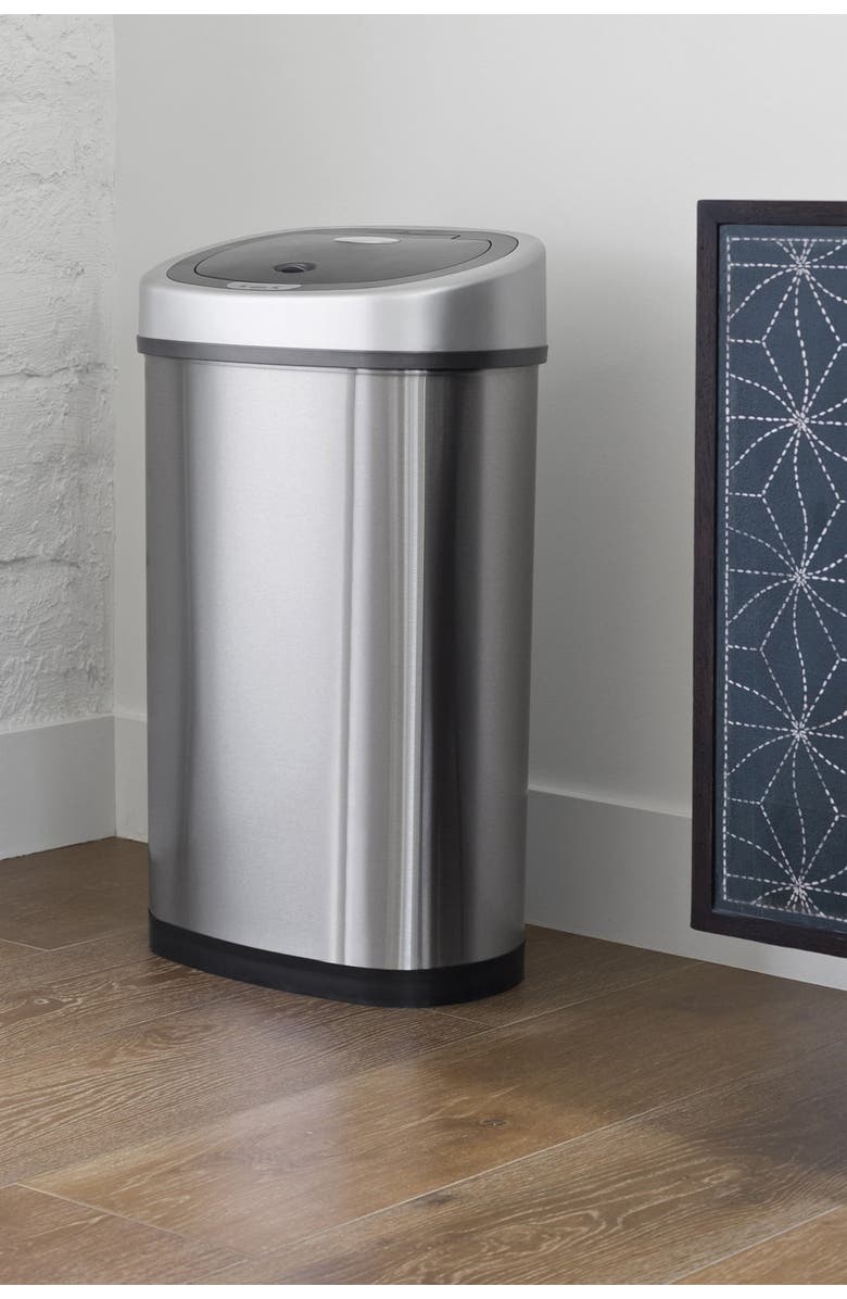 NINESTARS 50L SENSOR TRASH CAN, Alternate, color, Silver Black