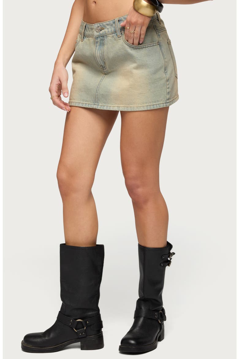 Chiara Denim Miniskirt, Alternate, color, TINTED-DENIM