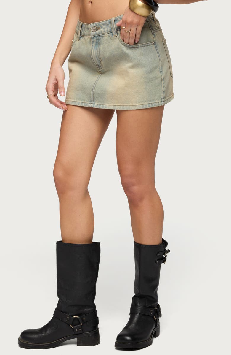 EDIKTED Chiara Denim Miniskirt, Alternate, color, Tinted-Denim